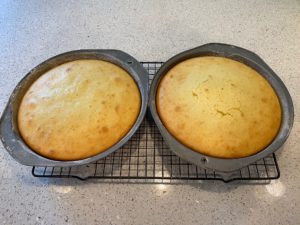 Cakes out of the oven